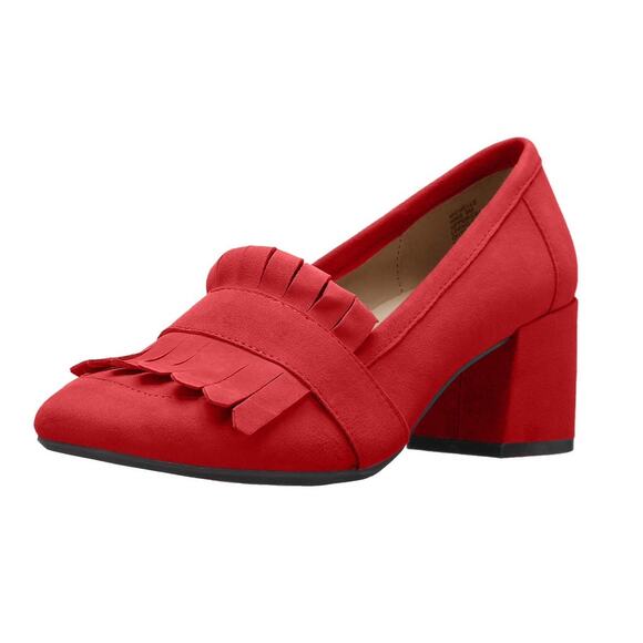 Kenneth Cole Reaction Michelle Loafer Pumps Womens size 7.5 M Red Suede - Picture 1 of 16